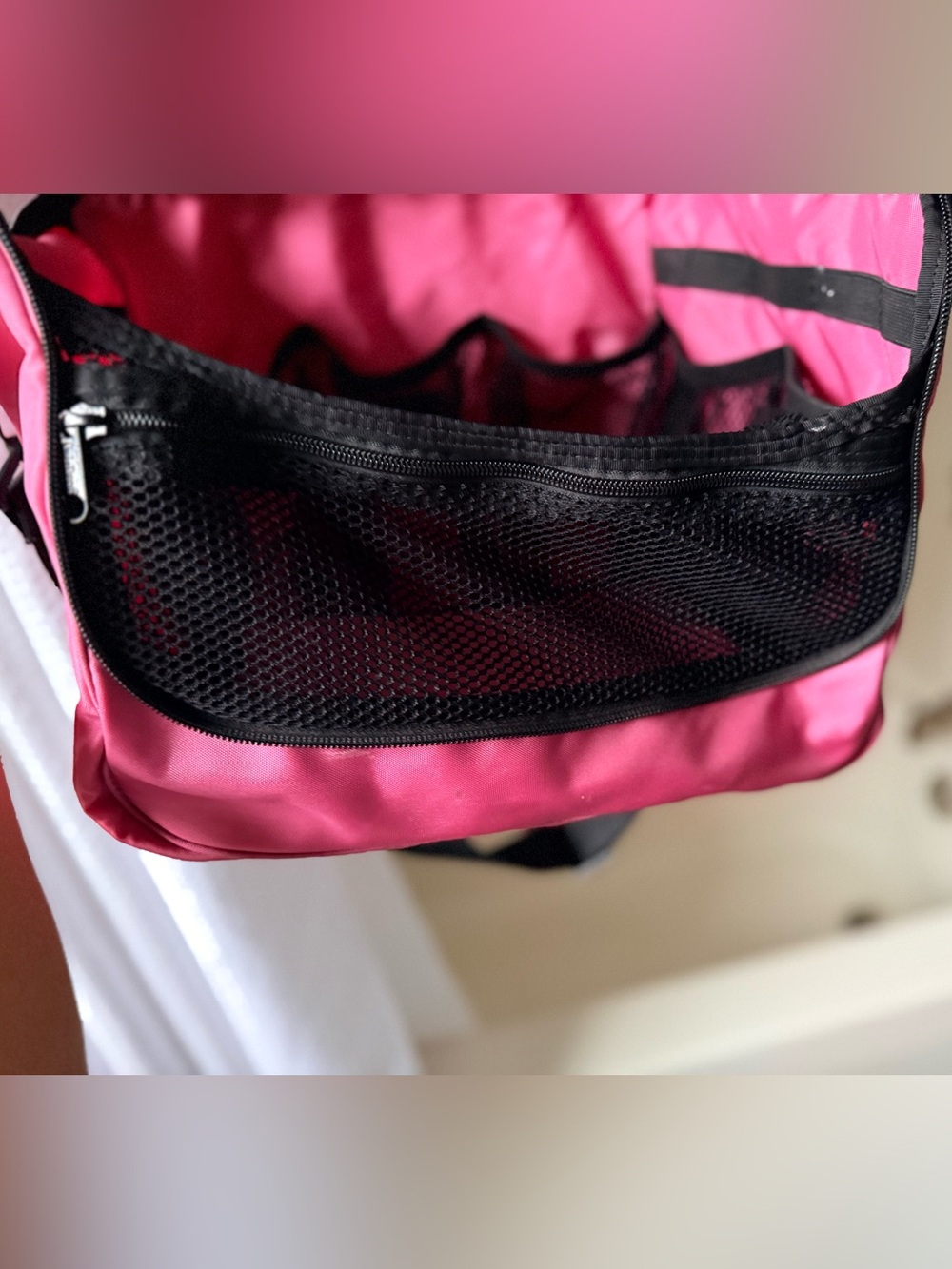 L.L.Bean Pink Hanging Travel Toiletry Bag Organizer | Large Cosmetic Case - Picture 10 of 14